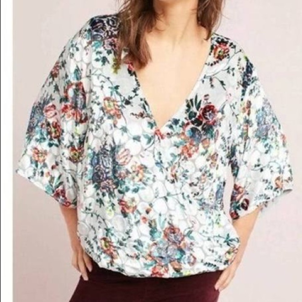 Anthropologie Maeve Floral Wrap Style Top Size M